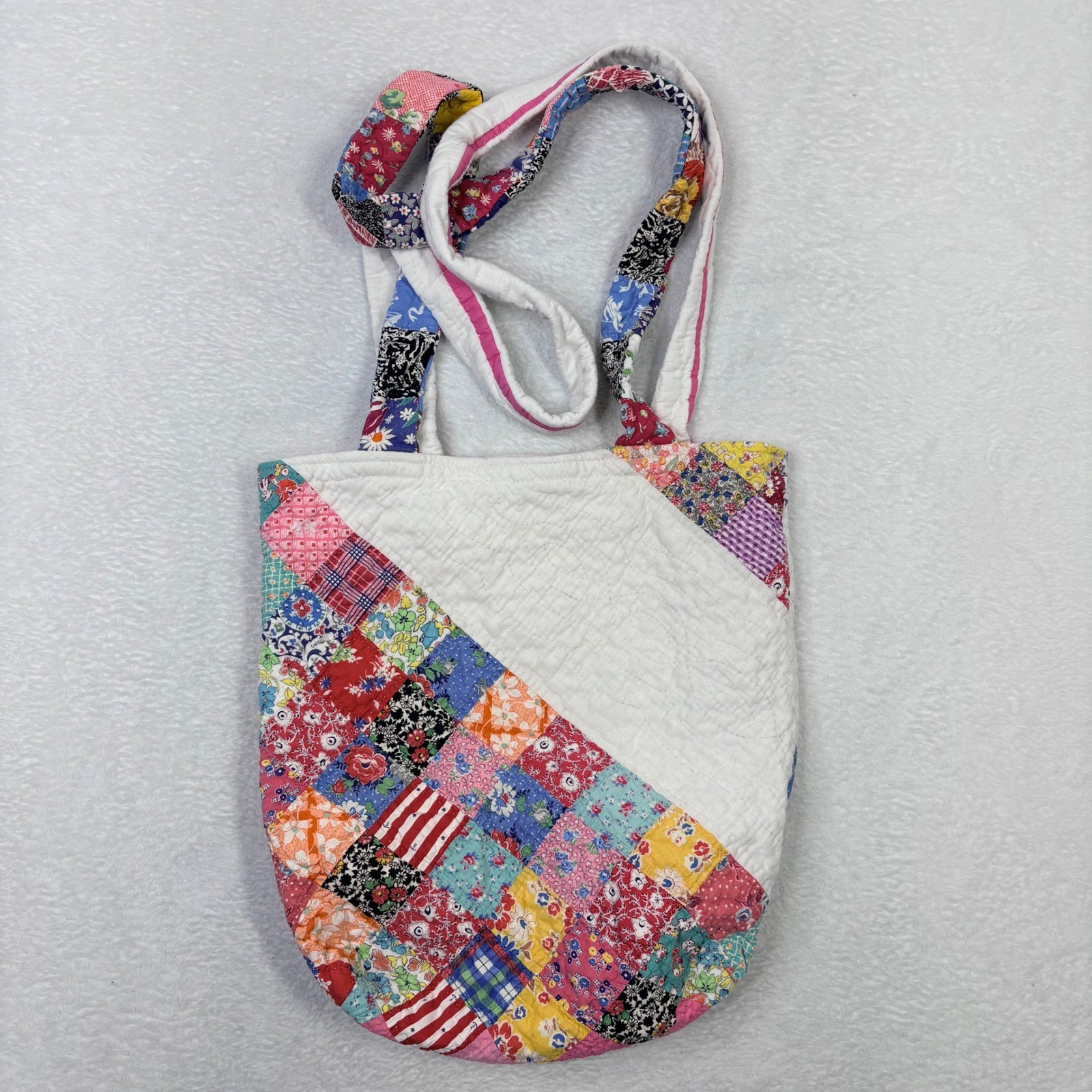 Handmade Quilted Patchwork Tote Bag Multicolor Cottagecore B