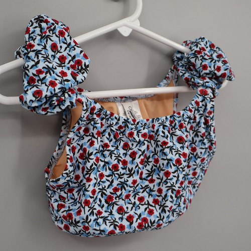 Crewcuts Blumen Puffärmel Bikini Oberteil Mädchen 6 blau Strand Pool Resort Schwimmen Neu mit Etikett - Bild 6 von 15