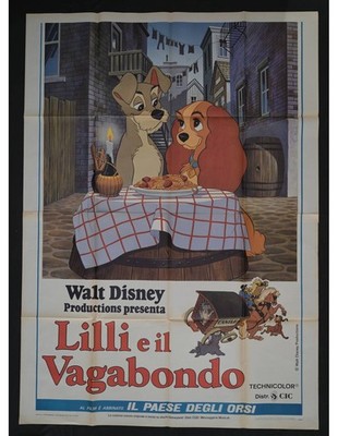 Poster LILLI E IL VAGABONDO Walt Disney  Lady and the Tramp  Spaghetti A499