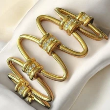 Gold Tone Link Bracelet Rhinestone Statement Vintage Designer