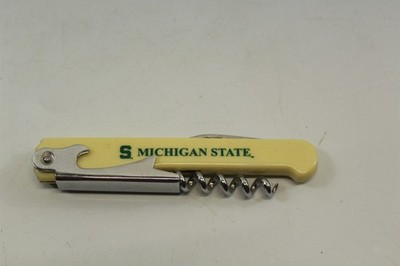 Vintage Barware Multi Tool Advertising Michigan State Bottle Opener Cork Screw