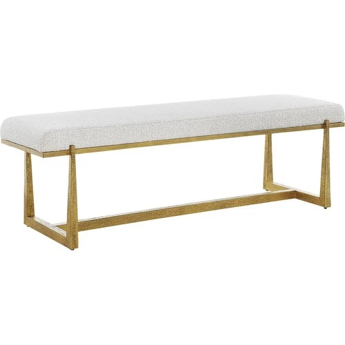 Uttermost 23904 Midas Textured Antique Gold and Driftwood Toned Polyester Bench - Picture 4 of 6