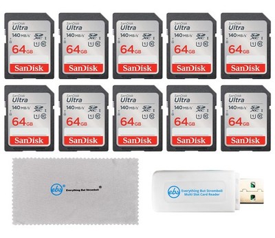 SanDisk 64GB 10 Pack Memory Card SD Ultra UHS-I Class 10 (SDSDUNB-064G-GN6IN)...