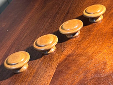 Vintage 1 3/4" Maple Mushroom Cabinet knobs, Set of 4 ,Restored, Exc Cond