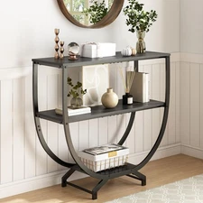 GILLAS 3T Console Table 30" Entryway Sofa Table Rustic Black Hallway Storage