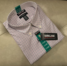 Kirkland Signature Men's Traditional Fit Non-Iron Plaid Dress Shirt 17.5 -36/37