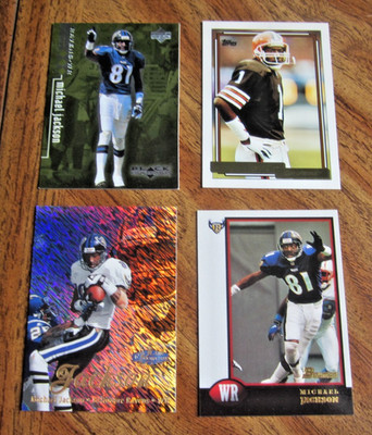 Michael Jackson Lot of 4 DIFFERENT Cards w/2 INSERTS & 1 #''d NFL Browns, Ravens