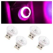 Hovom 4PCS USB LED Car Interior Atmosphere Lamp, Portable Mini Car Pink Purple