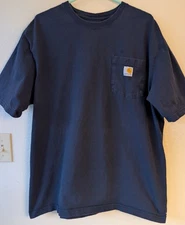 Carhartt Mens Short Sleeve T-Shirt Navy Loose Fit Basic Logo Work Wear Size XL