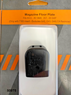 Glock OEM Magazine Floor Plate – 9mm, .40 S&W, .357 Sig – Low Profile Polymer, Black