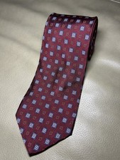Brooks Brothers Makers 100 Silk Tie Necktie Burgundy W/ Blue Squares BB1