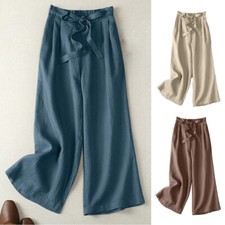 Pantaloni Larghi Estivi Da Donna In Cotone E Lino Pantaloni Palazzo Con ☆