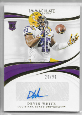 DEVIN WHITE 2019 PANINI IMMACULATE COLLEGIATE AUTO ROOKIE RC SP /99 BUCCANEERS