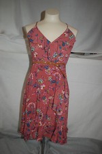 Jr Womens DK MAUVE SUMMER DRESS Slvless MULTI-COLOR FLOWERS Braided Belt SIZE M