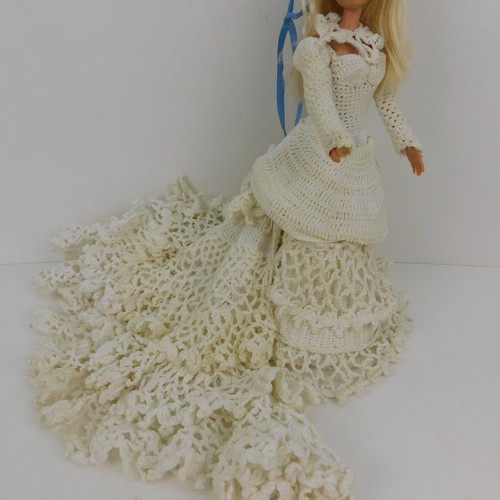 VTG Barbie / Doll Homemade Crochet Knit Sewn Wedding Dress Pants Outfits Lot - Picture 4 of 21
