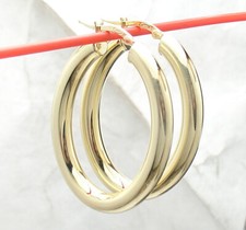 1.5  Technibond  Plain Oval Hoop Earrings 14K...