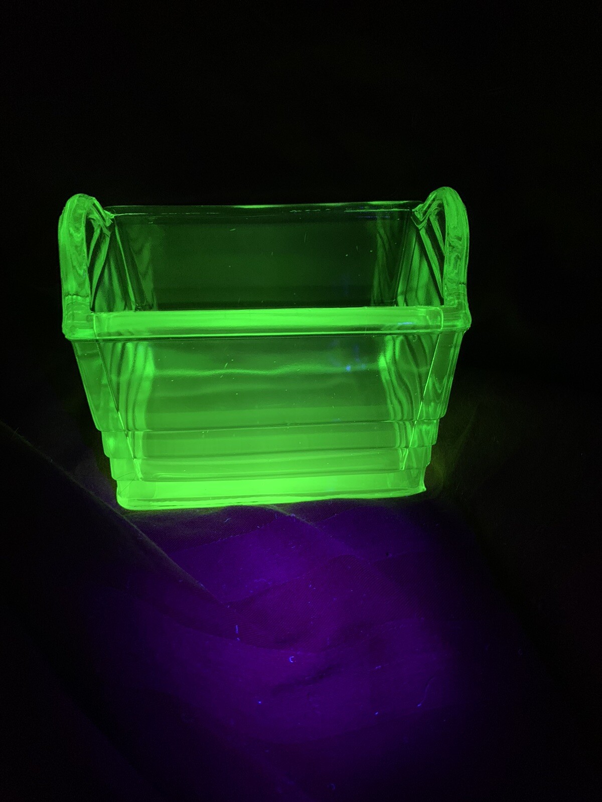 “RARE” Paden City Party Line Green Depression Uranium Glass Napkin