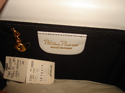 Vintage 90er Unikat Paloma Picasso Weißgold Kette Leder Italien Umhängetasche - Bild 3 von 13