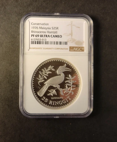 Malaysia silver 25 ringgit 1976 conservation series SUPERB proof NGC PF69 UCAMEO