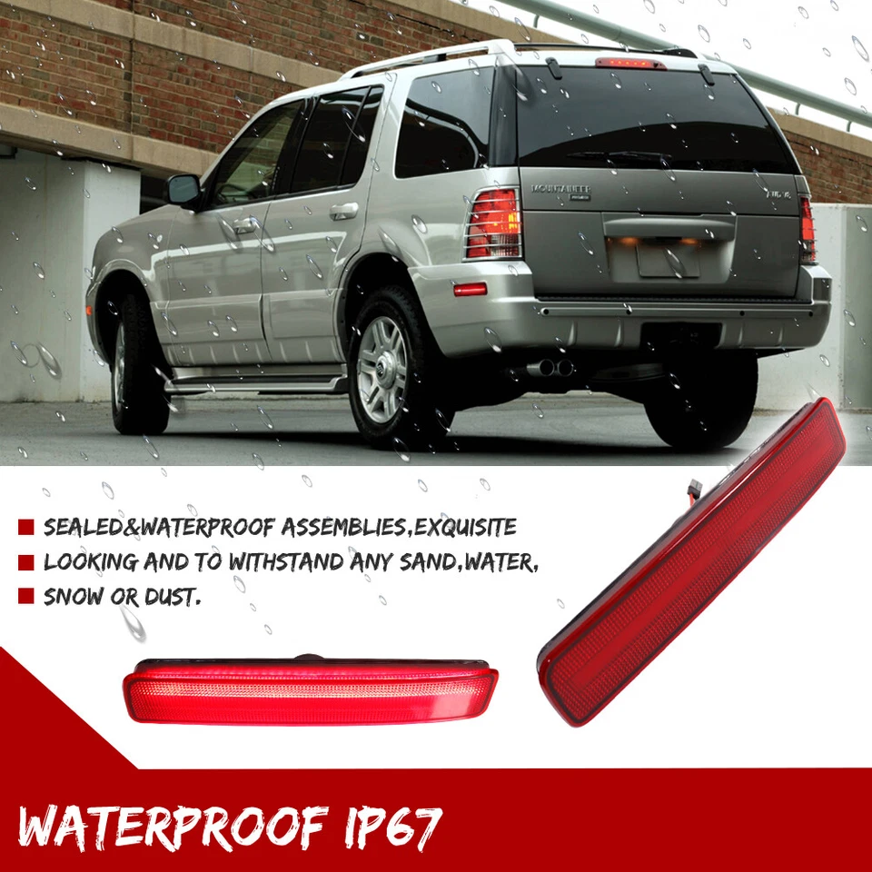 Lente vermelha LED para-lama traseiro marcador lateral luz de estacionamento para 02-10 Mercury Mountaineer - Imagem 4 de 4