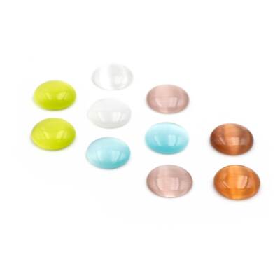 10 Cabochon 10 mm Cateye Glas bunt
