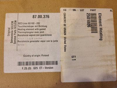 NEW OEM RATIONAL 87.00.376 8700376 HEATING ELEMENT W/ GASKET     AA