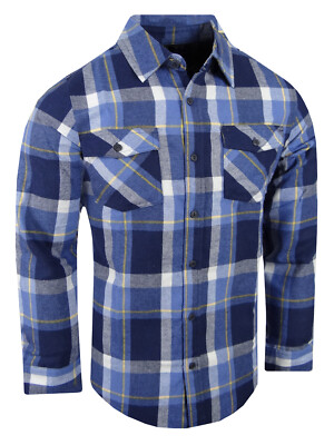 Plaid Flannel Men Shirt Very Soft Burnside Two Button Up Flap Pockets Slim Fit