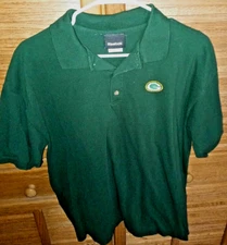 Reebok Mens Large Green Bay Packers Polo Golf Shirt Short Sleeve Green NFL