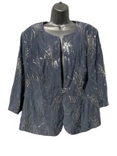 NWT Alex Evenings Women's Size Tea Length Button-Front Jacket with sequins 20W