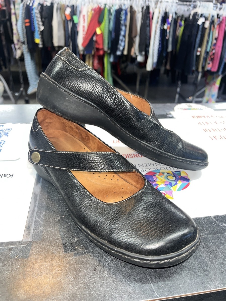 Naturalizer Shoes Mary Jane Black Leather Slip On 8M Camise Bin S15