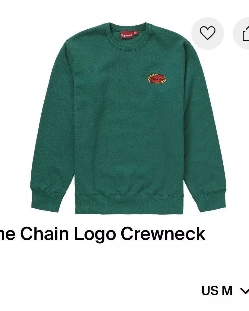Sweat shirt col rond Supreme doré chaîne maillon logo ton sur ton boîte en relief logo sarcelle