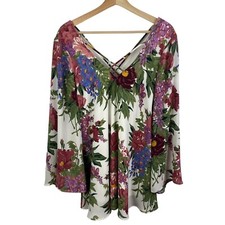 Show Me Your Mumu Joni Flow Shift Mini Dress Floral Long bell sleeve sz Small