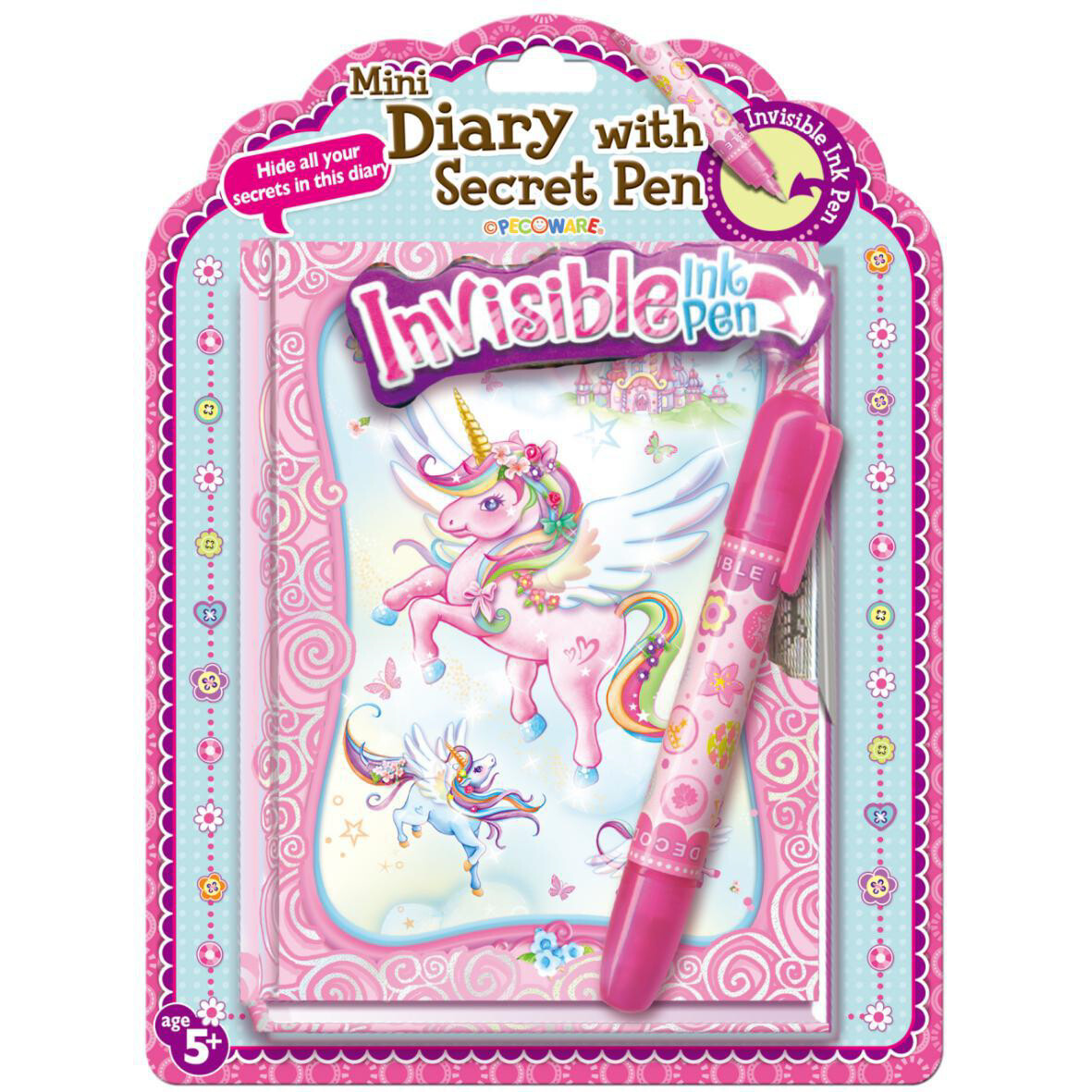 Unicorn Secret Pens Unicorn Mini Diary Secret Pen Set Present