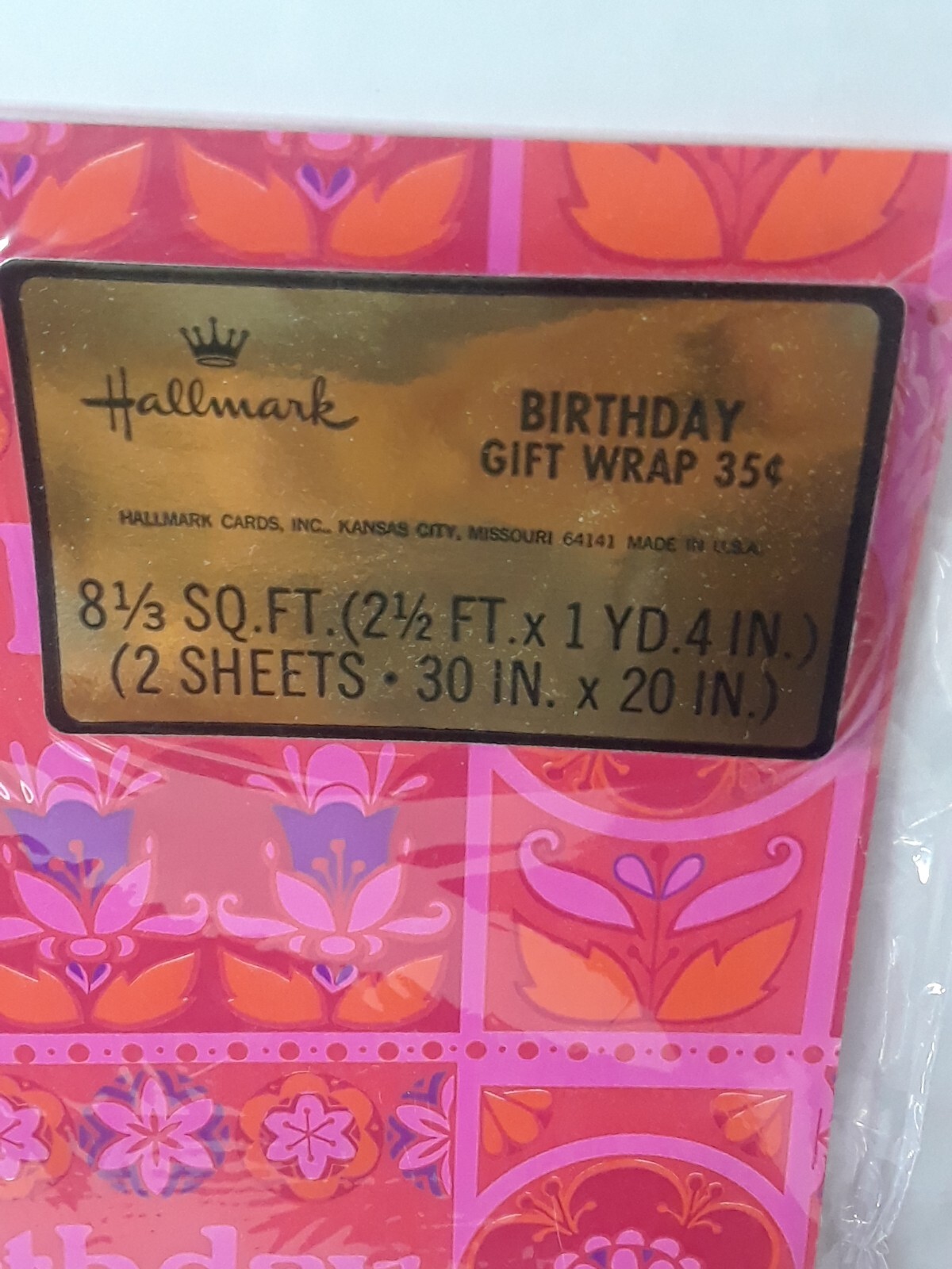 Vintage Hallmark Happy Birthday Gift Wrapping Paper Floral new sealed 2 sheets