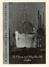 1940s Vintage P&O Carthage Cruise Ship Green Silley Weir Photo Print Ad