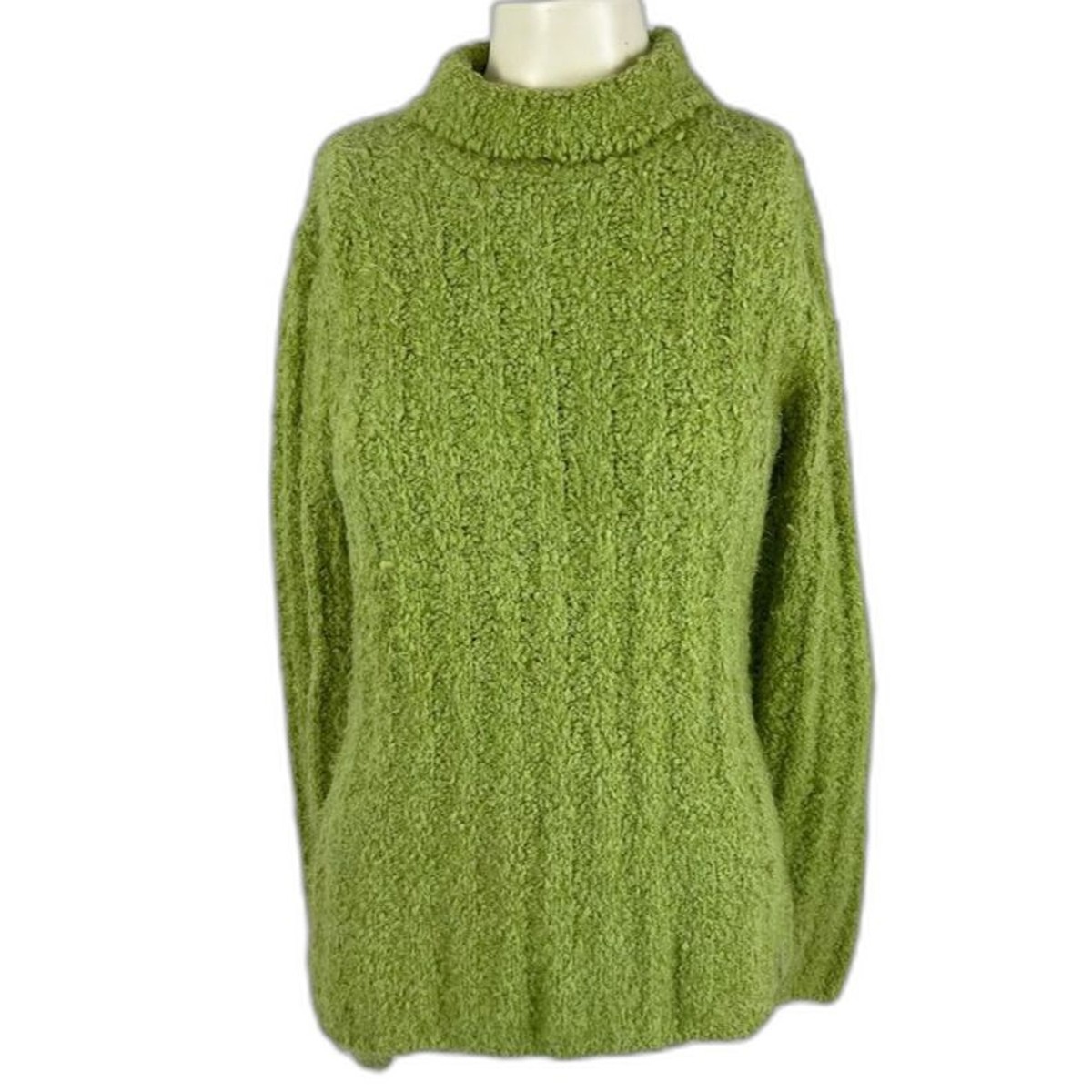 Columbia Womens Turtleneck Fuzzy Knit Sweater Green Size Medium