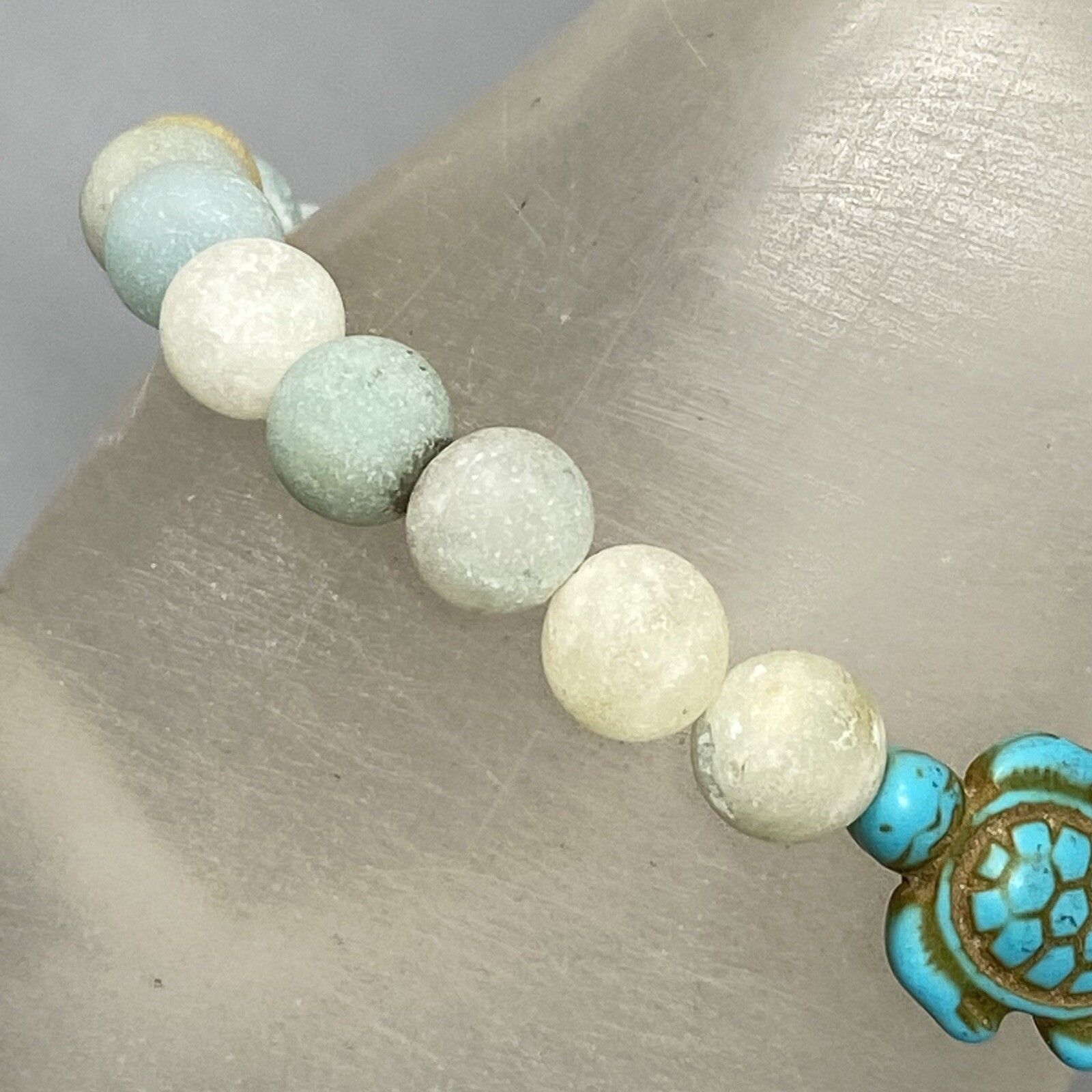 Turtle Stone Bracelet Soft Multicolor Gemstone Be… - image 3