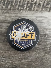 Bradly Nadeau Autographed 2023 NHL Draft Puck Carolina Hurricanes