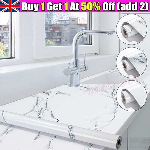 10M Self Adhesive Kitchen Worktop Coverings Vinyl Wrap Cupboard Marble