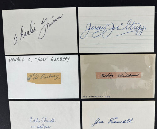 1920's-40's Baseball Signed 3x5 Index Card Lot 8 Jersey Joe Stripp Joe Sewell - Picture 2 of 4