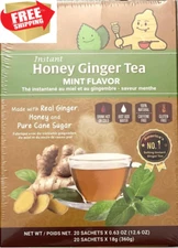 Instant Honey Ginger Tea Mint Flavor 20 Tea bags - Pocas gluten free no caffeine