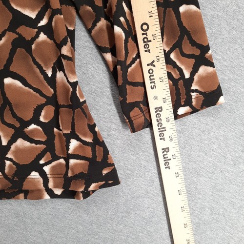 Chicos Bluse Damen 3 US Größe XL-16 braun 3/4-Ärmel V-Ausschnitt befestigt Wickeloberteil - Bild 6 von 10