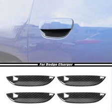 For 2011-2023 Dodge Charger ABS Carbon Fiber Side Door Handle Bowl Cover Trim 4P