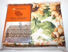 Be Thankful Yellow/Multi Sunflower Pattern Fabric Tablecloth 60" x 120"