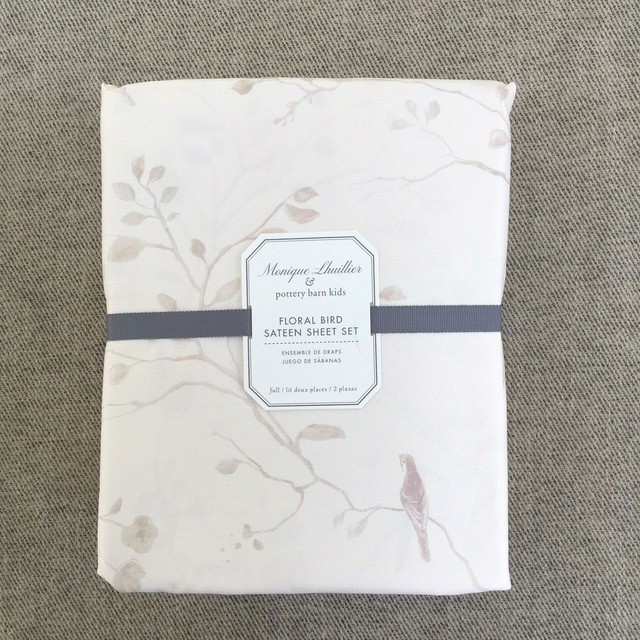 Pottery Barn Kids Monique Lhuillier Sateen Floral Bird Sheet Set
