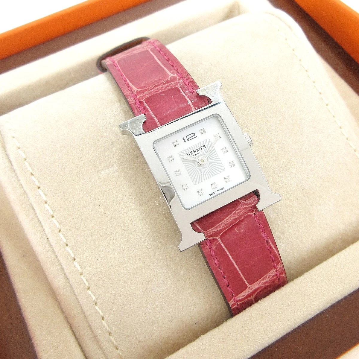 hermes pink watch