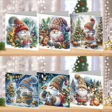 DIY Weihnachtskarten Set Diamant Malerei Gnome mit Blumen Modern