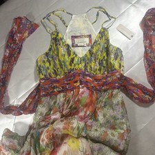 Anthropologie Floral Chiffon Maxi Dress – Tie Straps – Spring Colorway Sz 2 NWT
