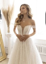 Embellished Off Shoulder Bridal Gown by Abby Lane SIZE 4 Gorgeous Wedding Dress