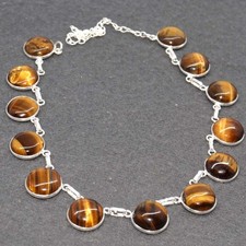 Tiger Eye 925 Silver Plated Necklace 18